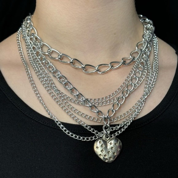 Vintage Chained Heart waterfall necklace - Picture 1 of 4